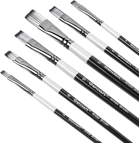 Miniatura 14 de Juego de pinceles de punta redonda, 6 pinceles de artista para pintura de acrílico al óleo acuarela, gouache, pincel de nailon de alta calidad