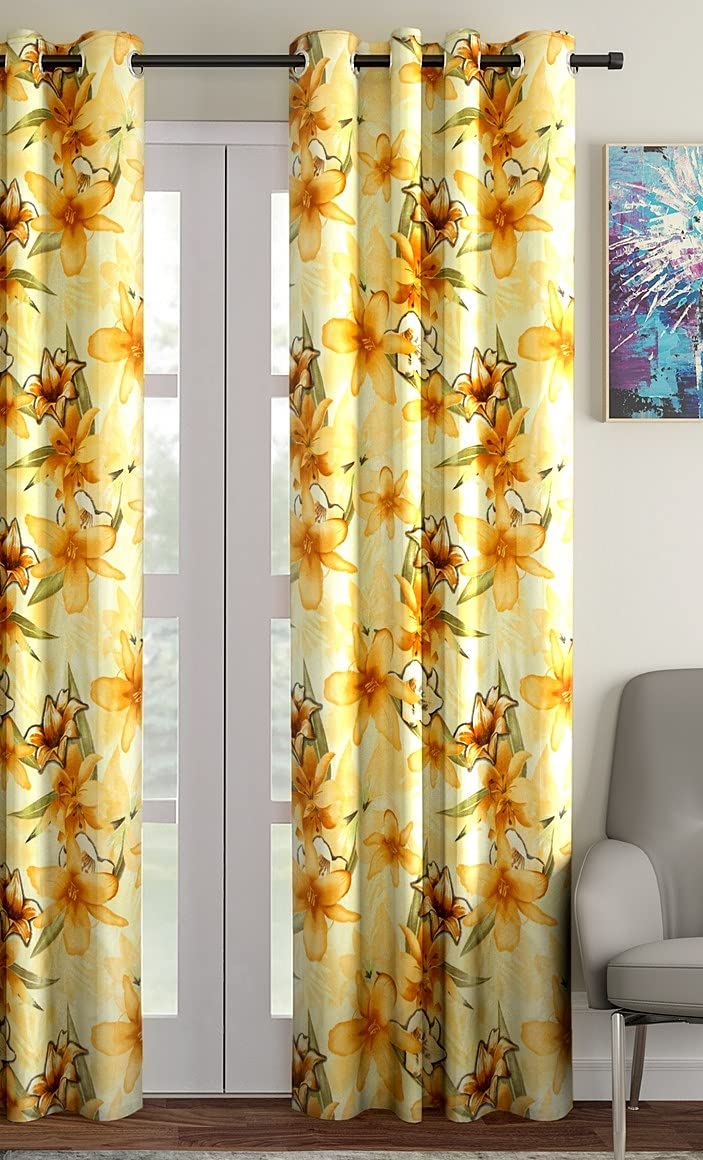Home Sizzler 1 Piece 3D Lily Flower Eyelet Polyester Window Curtains - 5 Feet, Yellow (B0972V98PH) Amazon Price History, Amazon Price Tracker