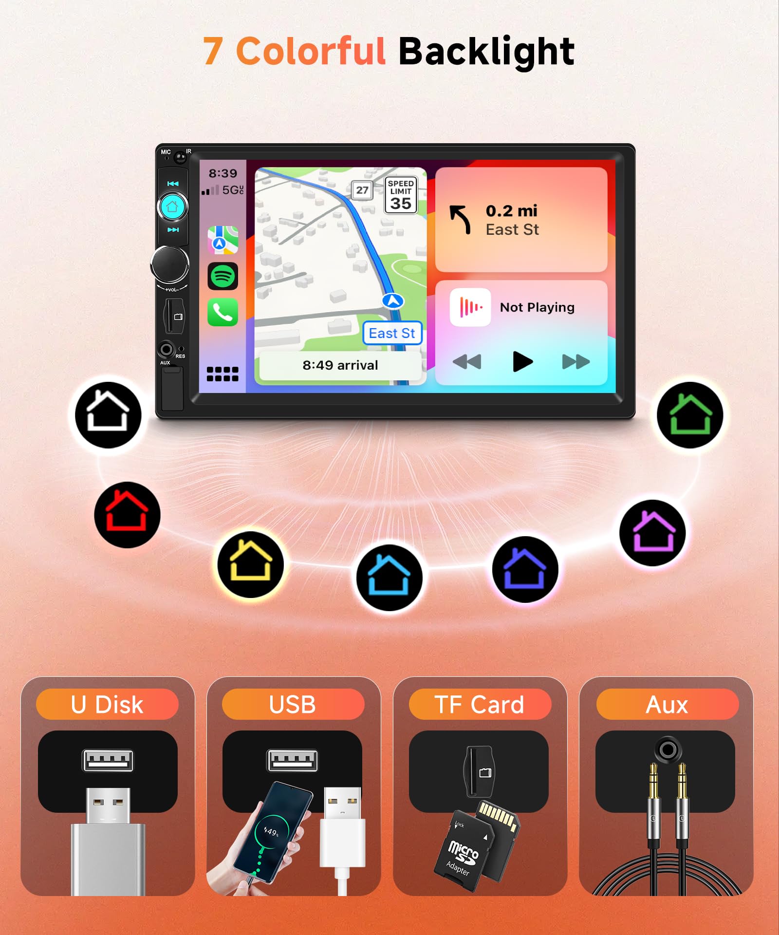 Rimoody DAB+/DAB Autoradio 2 Din con Wireless Carplay Android Auto iOS/Android Mirror Link, 7 Pollici Touchscreen Radio con Bluetooth 5.2 FM Radio USB/EQ Controllo del Volante Telecamera Posteriore