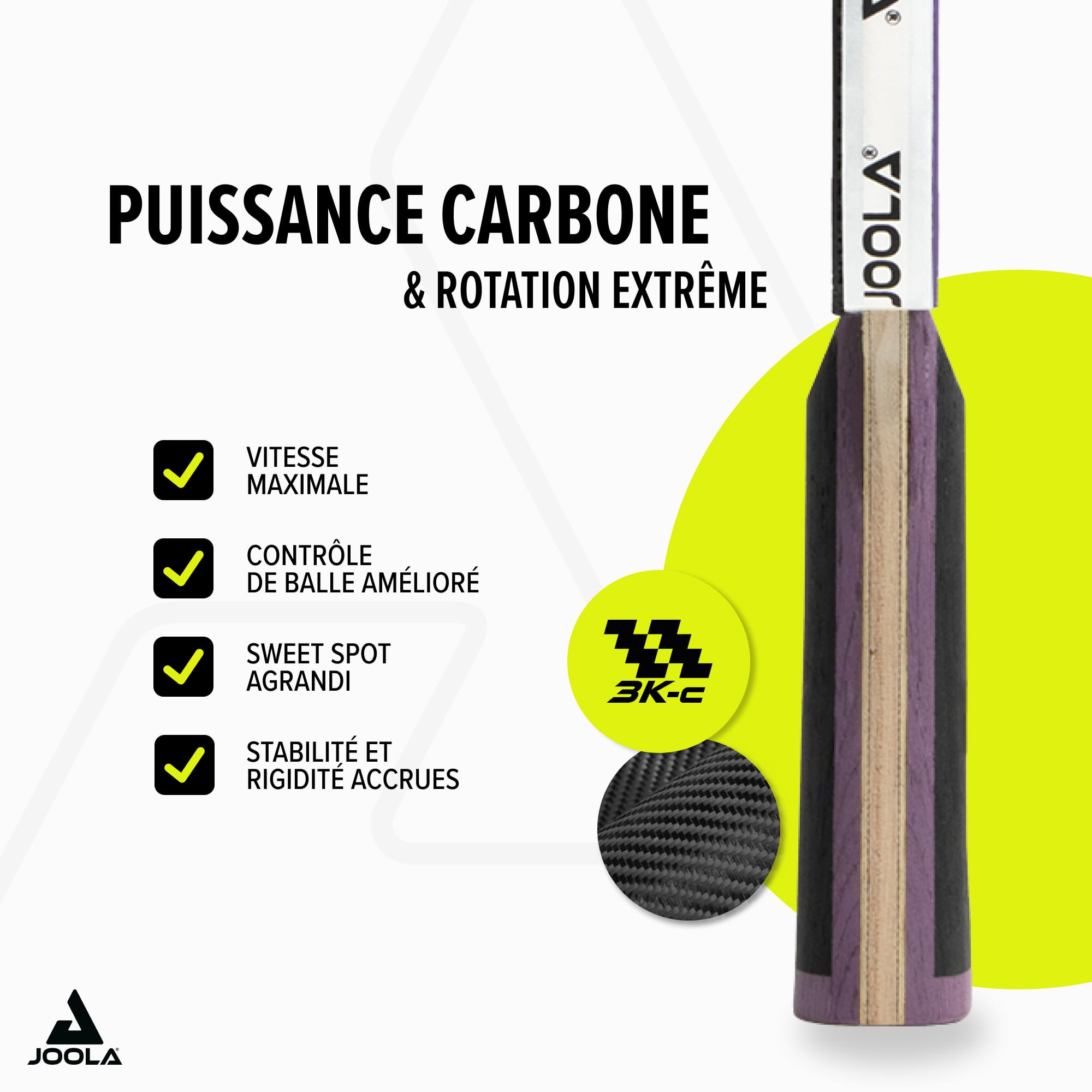 Raquette De Tennis De Table JOOLA White Infinity Z Carbon – Carbone ZYRAMID, Caoutchouc Micron X, éponge Pyroflow