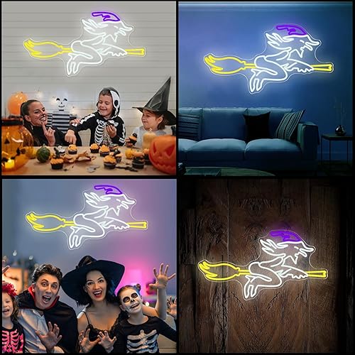 Miniatura 7 de Letrero de neón de Halloween A Witch Riding a Broom para habitación, bar, Navidad, Halloween, fiesta de cumpleaños, letrero de luz LED de neón,