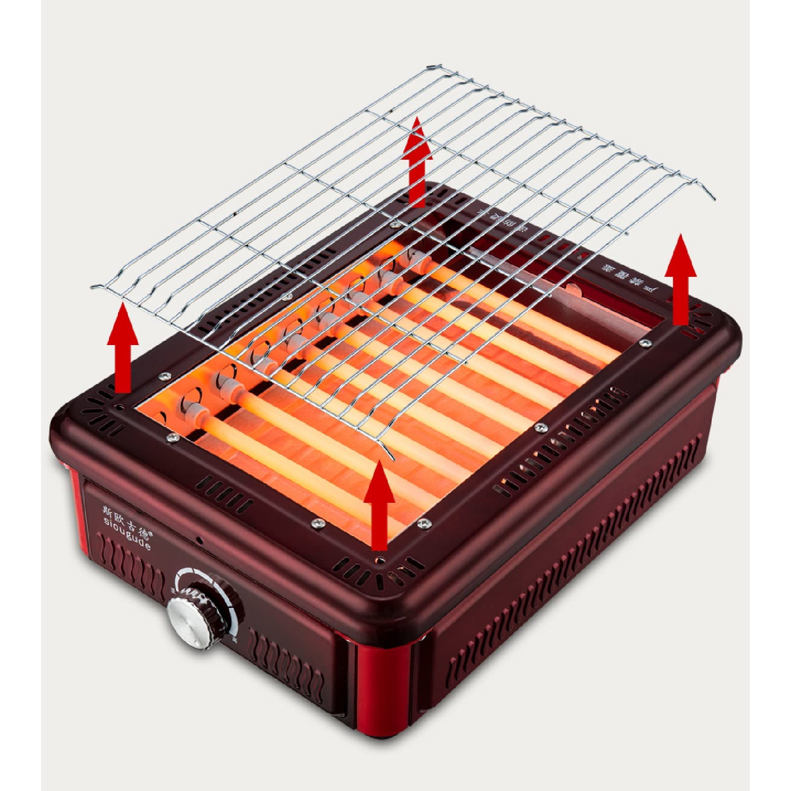 STRMAX Ogrzewanie elektryczne, termowentylator, grzałka do grilla, można dowolnie ustawić pomiędzy 1000/1500 W, 2 rozmiary, 3 kolory (kolor: złoty, wymiary: 13 x 28 x 36 cm)