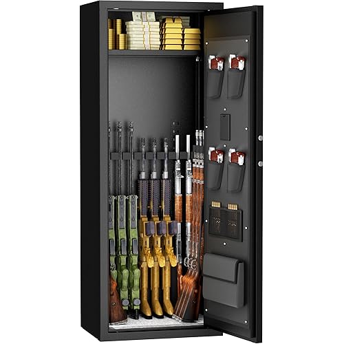 INTERGREAT Gun safes,Large Rifle Safe,Gun Safes for Home Rifle and Pistols, Long Gun Safe for Rifle Shotgun for Home,Quick Access Rifle Safes,Adjustable Gun Racks, Easy Assemble(8-12 Guns)