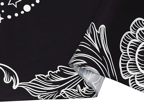 Miniatura 6 de Likiyol Tapiz de sol y luna, tapiz psicodélico de sol ardiente con estrella, tapiz místico blanco y negro para colgar en la pared