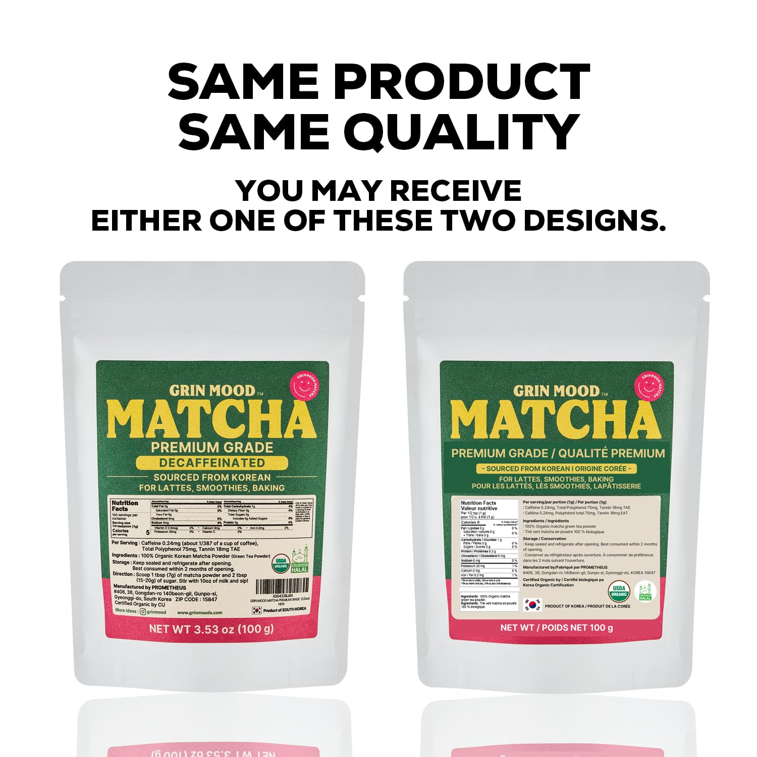 GRIN MOOD Matcha Powder - Organic Green Tea Powder - Decaffeinated Green Tea Authentic Korean Matcha Halal 3 — view 2