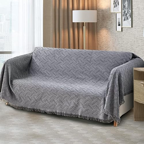 Miniatura 2 de Homcosan Funda reversible para sofá de 2 plazas, con borlas, protector de sofá para mascotas, niños y mascotas, tamaño grande