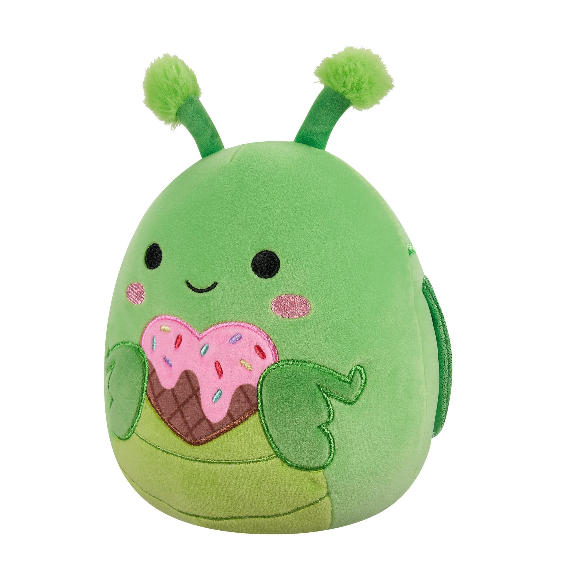 Squishmallows Original 7.5-Inch Trenton the Green Praying Mantis Holding a Heart Ice Cream Valentines Plush - Image 3