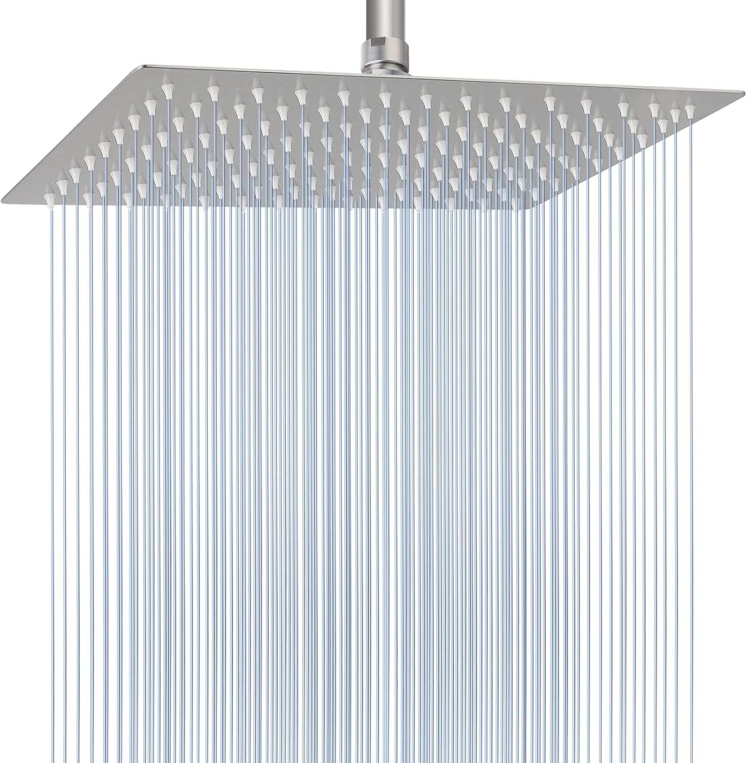 Voolan Extra Large Rain Shower Head - High Flow Square Rainfall Showerhead - Waterfall Full Body Coverage - Universal Ceiling or Wall Mount (16 * 12 Inch Rectangle, Brushed Nickel)