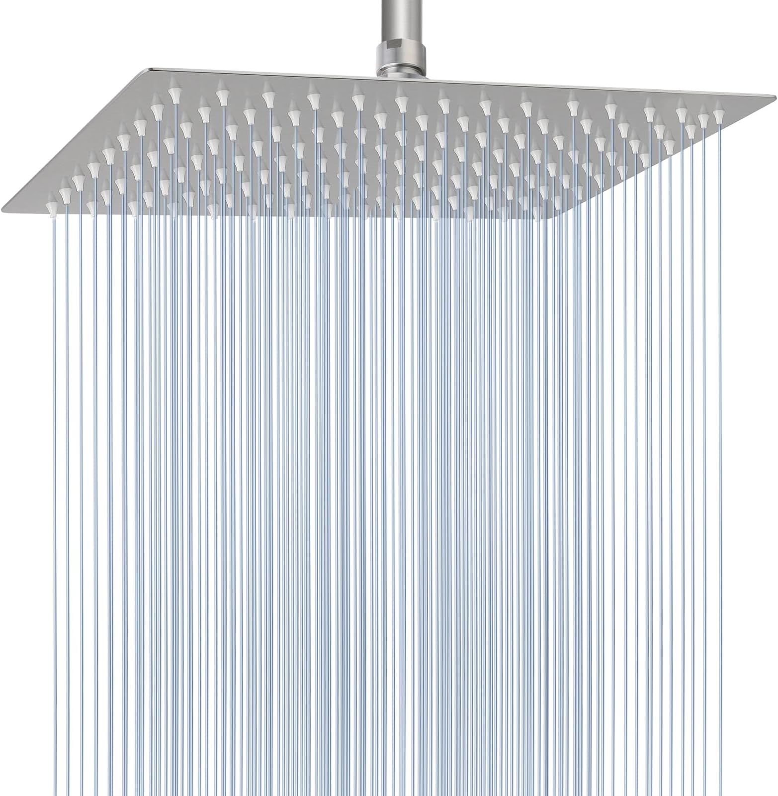 Voolan Extra Large Rainfall Shower Head - High Flow Square Rain Shower Head - Waterfall Full Coverage - Universal Ceiling or Wall Mounted (16 x 12 Inch Rectangle, Brushed Nickel)