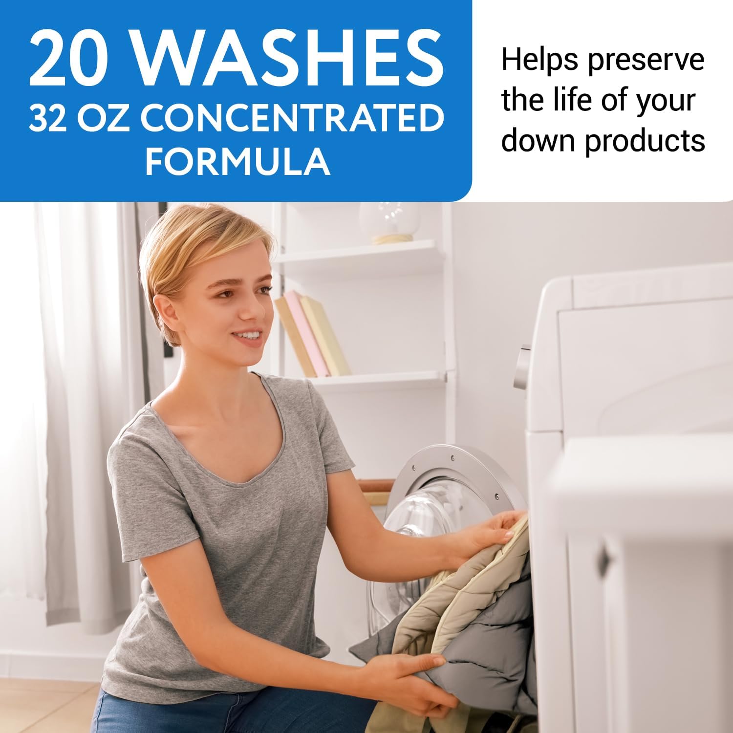 IMPRESA Down Wash Detergent - 32 Fl Oz (20 Loads), Liquid & Unscented - Laundry Detergent Safe for Down Coats & Comforters