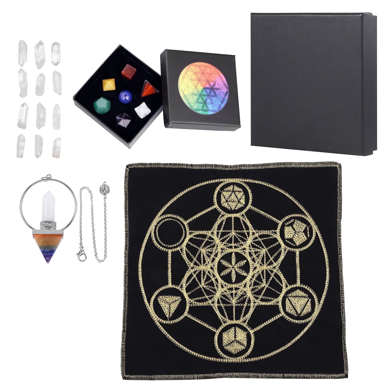 Amogeeli 7 Chakra Stone And Metatrons Cube Sacred Geometry Energy ...
