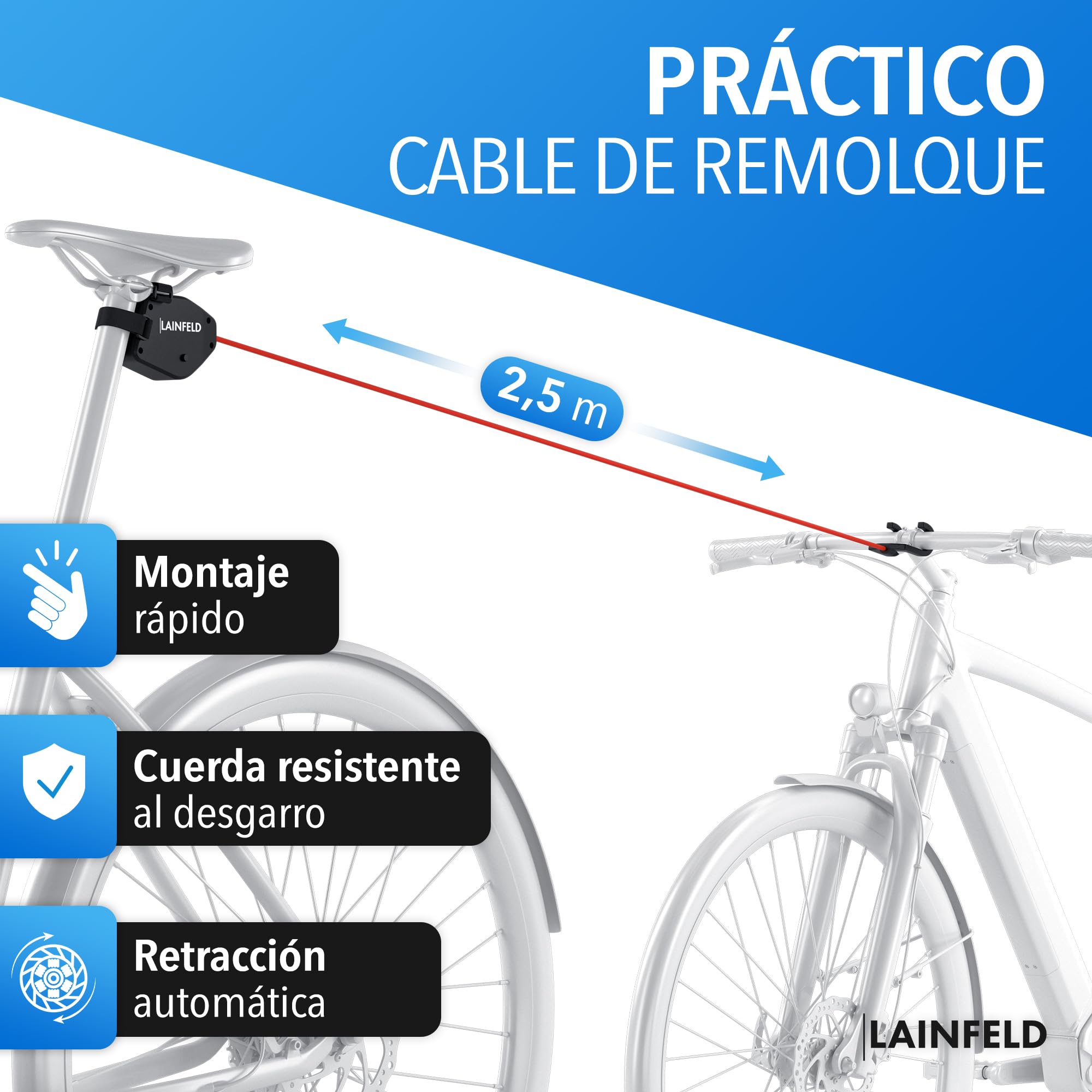 LAINFELD Cable de Remolque para Bicicleta