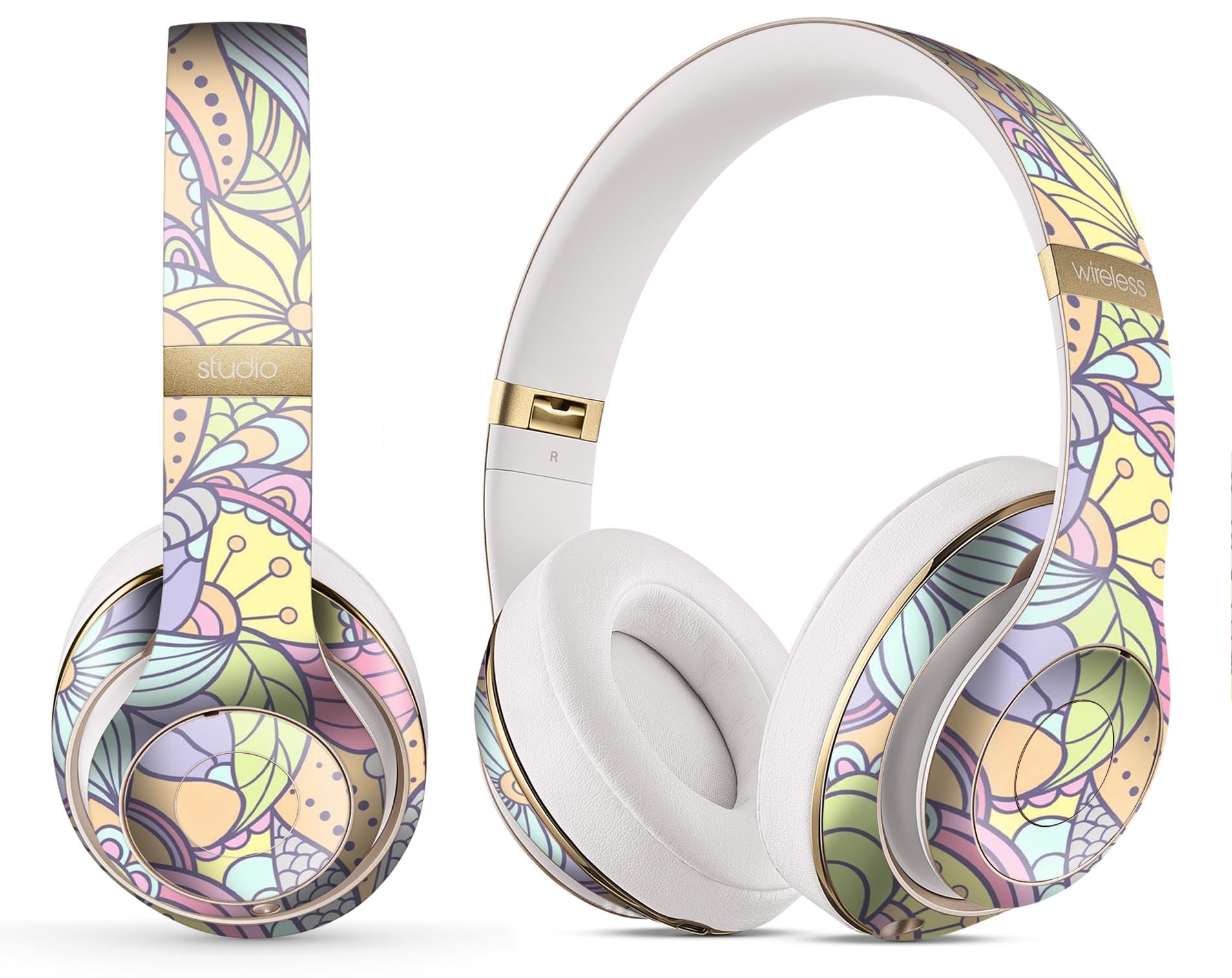DesignSkinz - Compatible with Beats Studio Pro - Skin Decal Protective Scratch Resistant Vinyl Wrap - Vibrant Color Floral Pattern