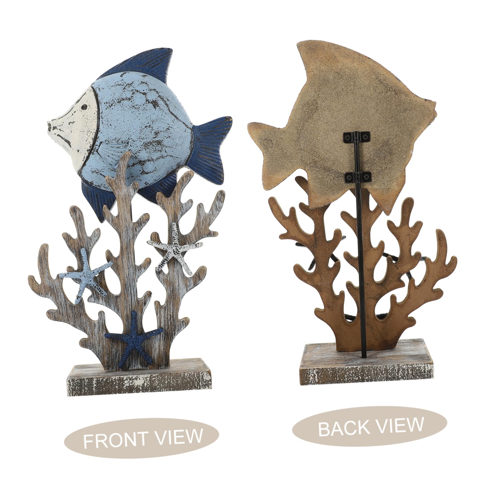 Vaguelly Adornos De Pescado De Coral Retro Decoración Temática del Océano Náutico Adorno De Mesa Decoración del Océano De Estilo Mediterráneo Costero Madera
