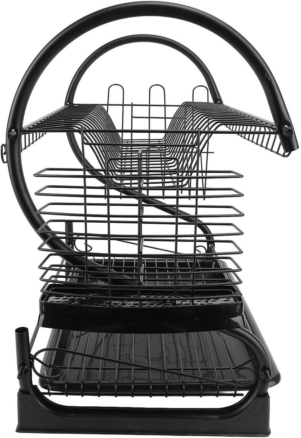 Dish Drying Rack, 2 Tier Iron Large Capacity Dish Racks with Cutlery & Cup Holder & Drainboard, Kitchen Sink Rack | Dish Drainer Rack | Large Dish Rack for Kitchen Counter