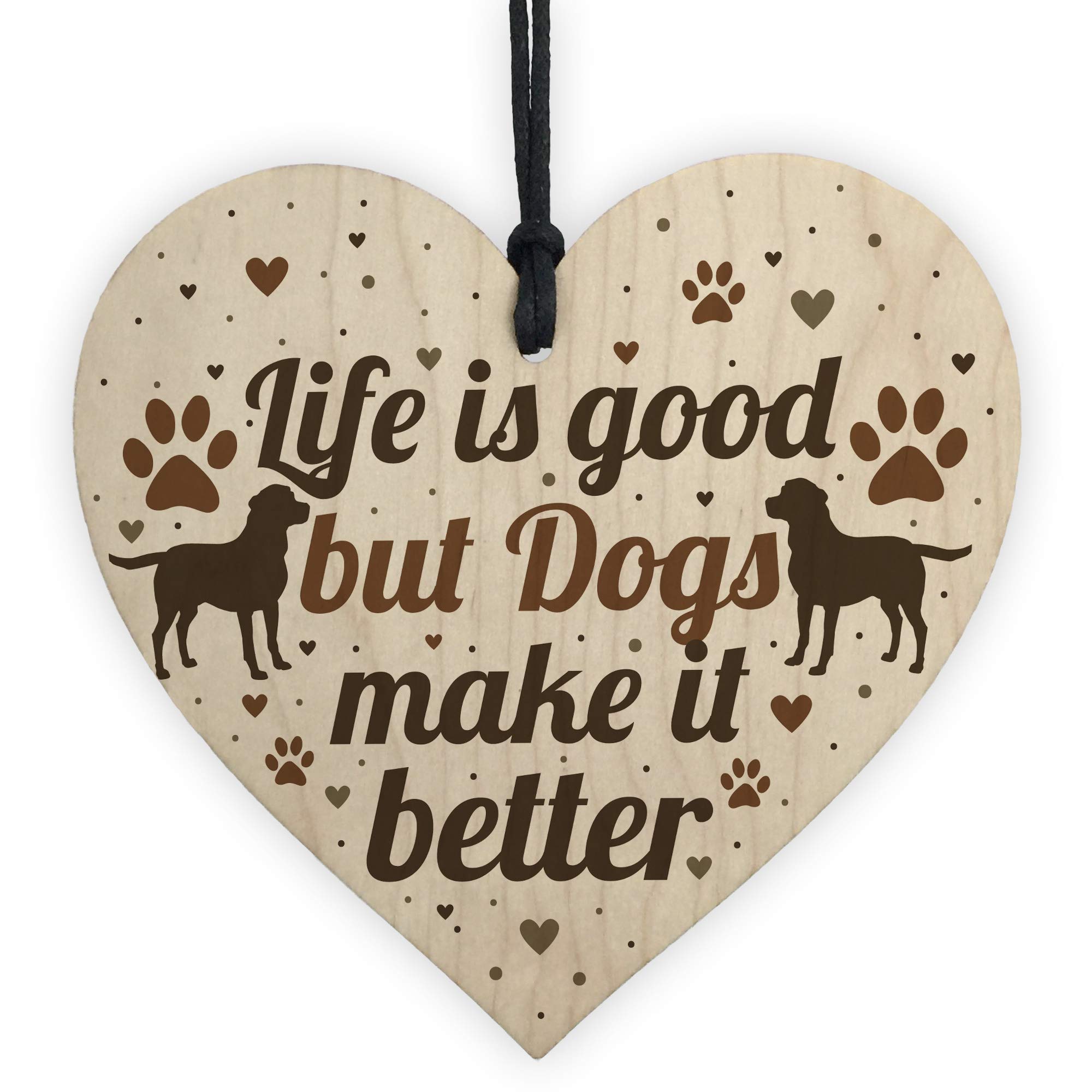 Red Ocean Brown Dog Sign Funny Wooden Hanging Heart Dog Lover Gift Dog Sign For Home Keepsake Plaque