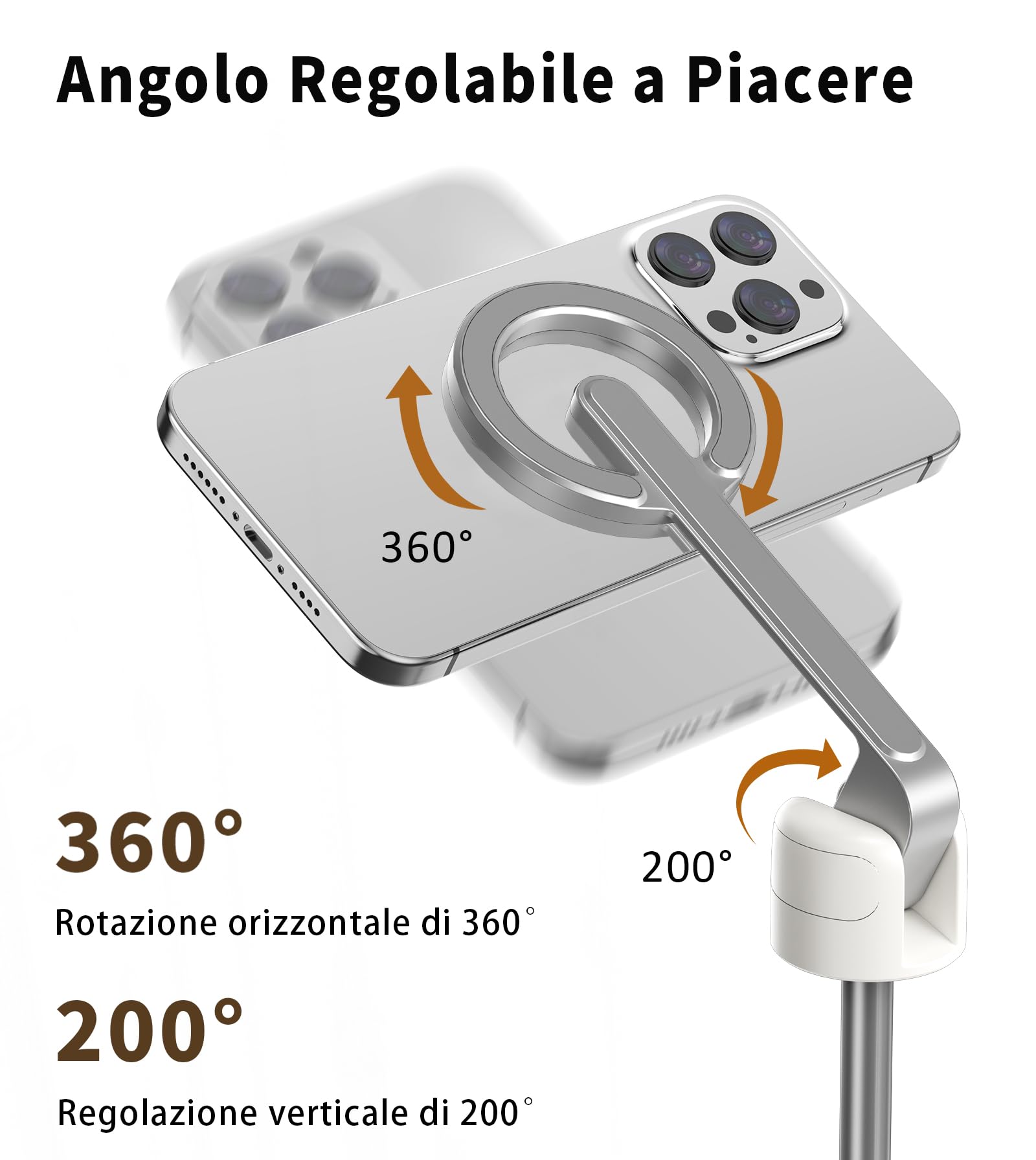 TONEOF 173cm Bastoni Selfie Treppiede Magnetico,Supporto Magnetico in Alluminio Resistente, Rotazione a 360°,Treppiede Viaggio Retrattile con Anello in Metallo&Telecomando,Monopiede per Telefoni