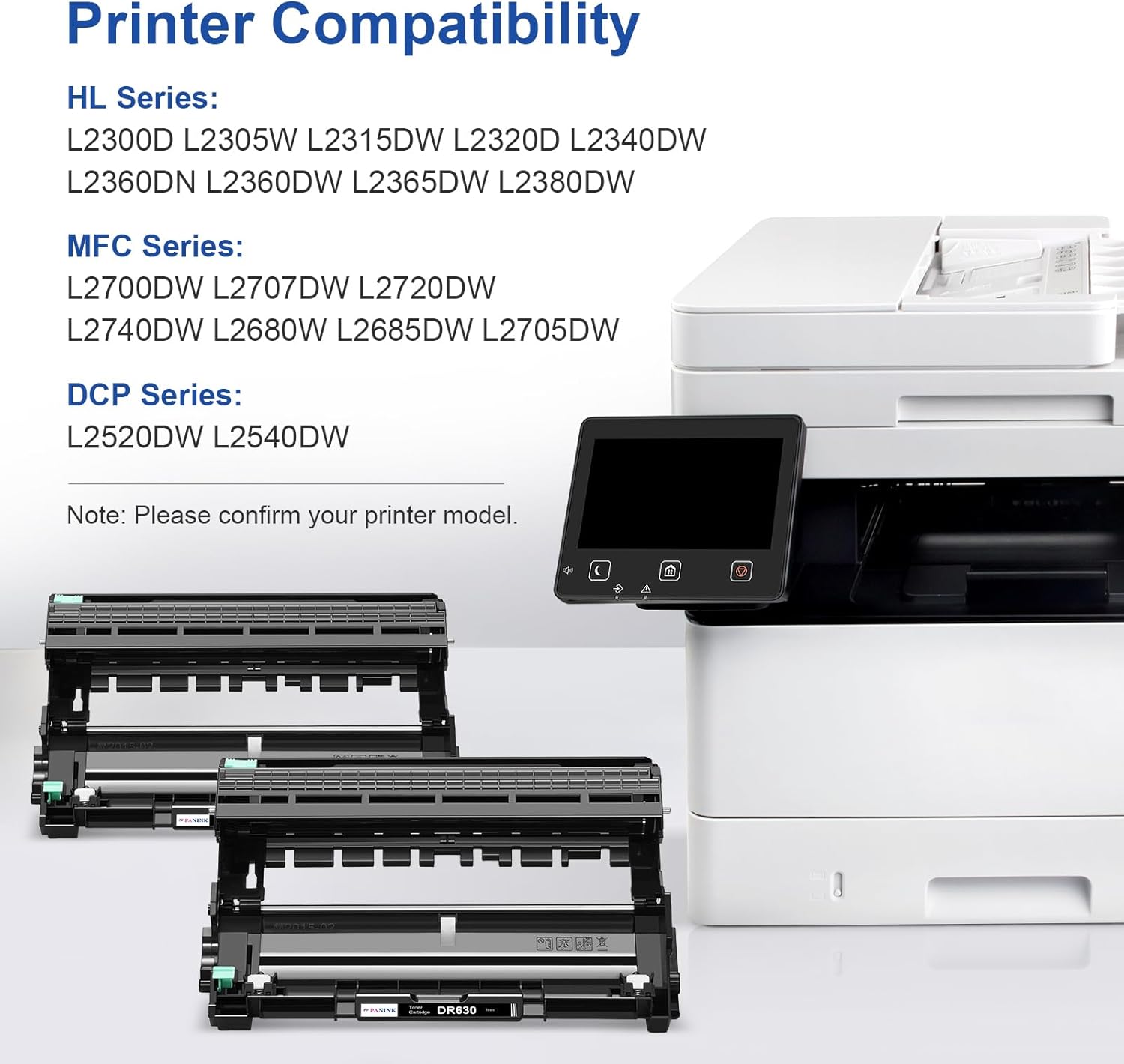 Compatible Drum Unit Replacement for Brother DR-630 DR 630 DR630 Drum Unit Compatible with DCP-L2520DW DCP-L2540DW HL-L2300D HL-L2305W HL-L2320D HL-L2340DW HL-L2680W Printer - 2 Pack