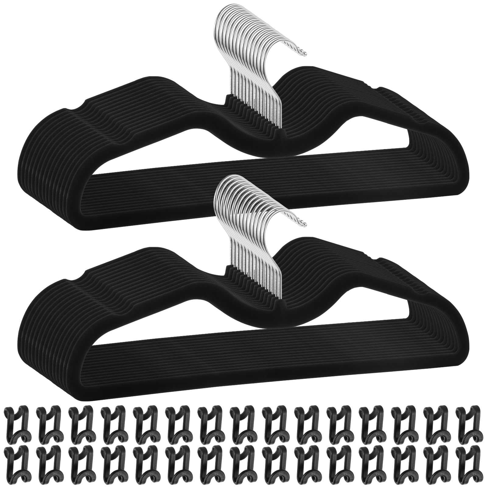 Perchas antideslizantes para pantalones, paquete de 30 perchas de terciopelo para armario con 30 ganchos, resistentes y duraderas, delgadas que ahorran espacio, perchas flocadas para pantalones,