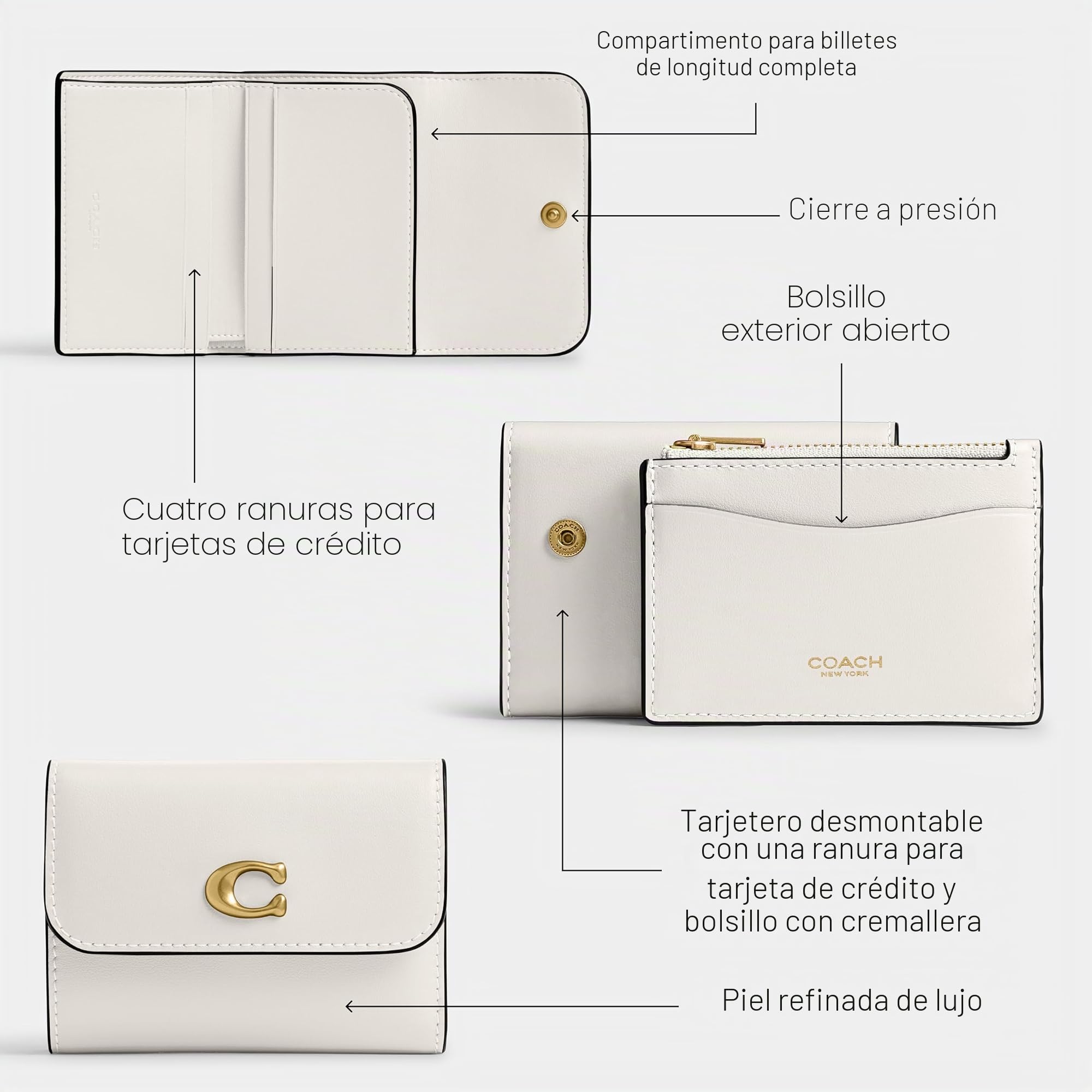 Coach Cartera Esencial con Tarjetero para Mujer, B4/Tiza, Talla única