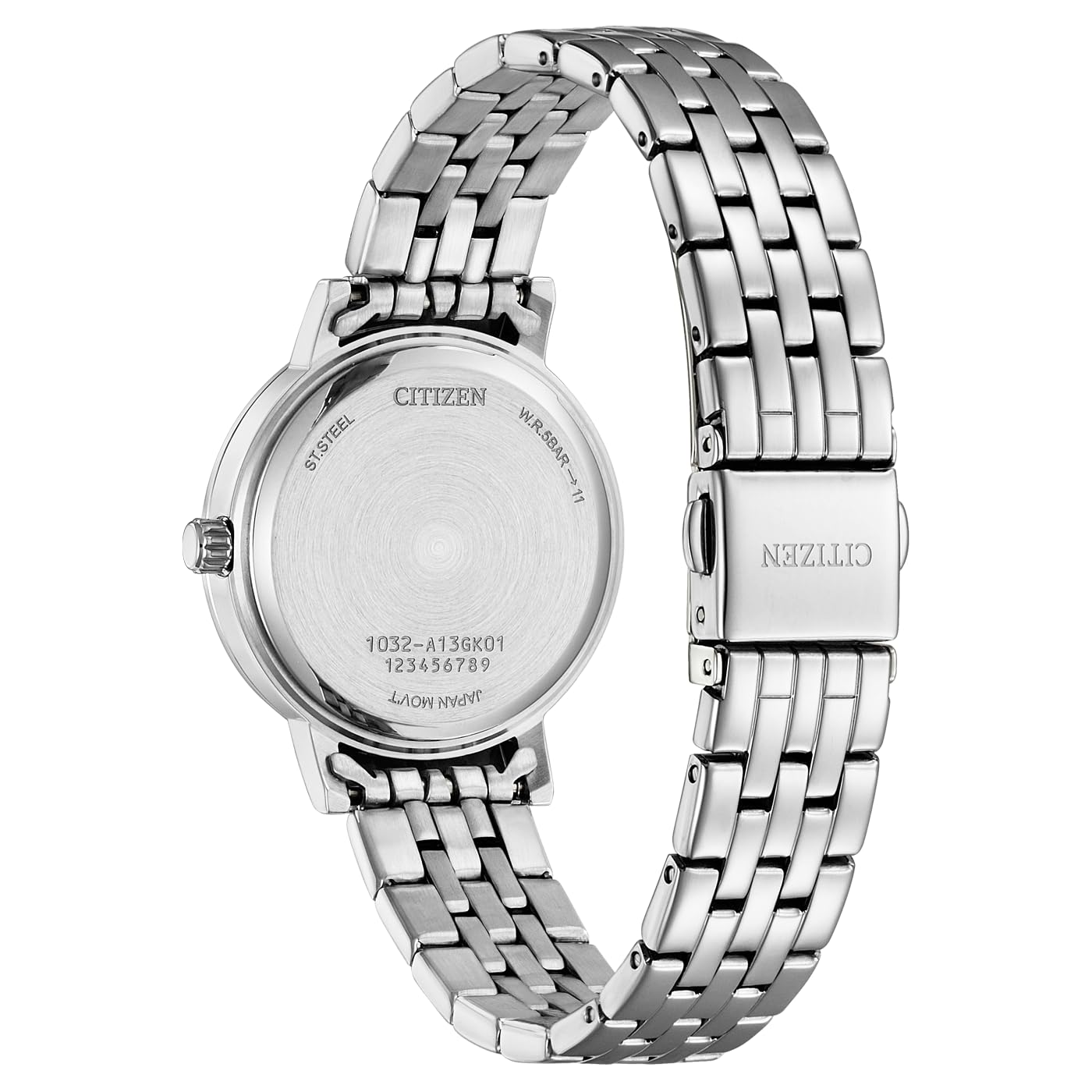 Citizen Damenuhr Edelstahl, Grün, 31 mm, EL3100-55X | Analog Quartz | Kristallglas | 5 bar Wasserdicht | Edelstahlband