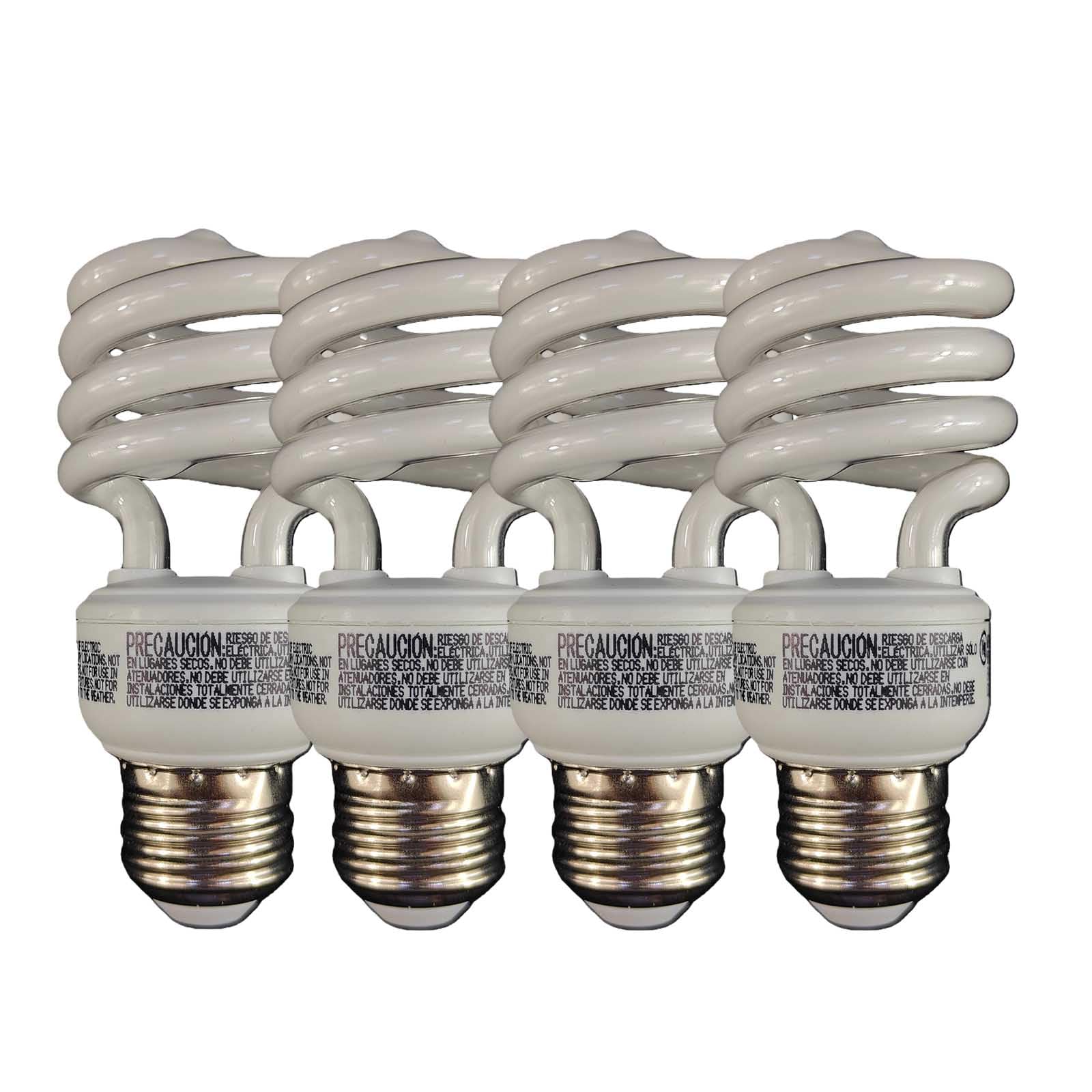 14Watt E26 Base Spiral CFL Compact Fluorescent Light Bulbs (65Watt Equivalent) 2700K Warm White 900Lm 10000Hours Non-dimmable (4)
