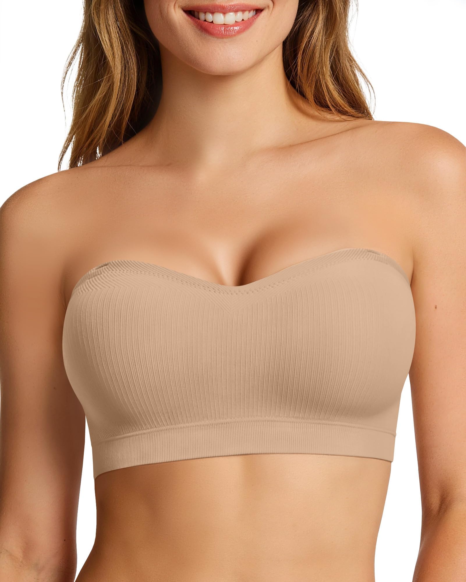 OEAK Womens Push Up Strapless Bras Wireless Bandeau Plus Size Seamless Bra