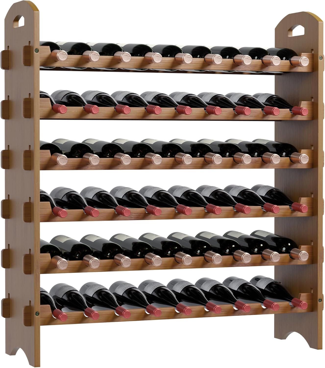 Ruichang Wine Racks Free Standing Floor - Bamboo Wobble-Free Wine Storage Display Shelf Wine Bottle Holder for Kitchen, Cabinet, Dining, and Living Room(Six-Tier, 54 Bottle Capacity)