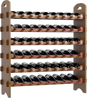 Ruichang Wine Racks Free Standing Floor - Bamboo Wobble-Free Wine Storage Display Shelf Wine Bottle Holder for Kitchen, Cabinet, Dining, and Living Room(Six-Tier, 54 Bottle Capacity)