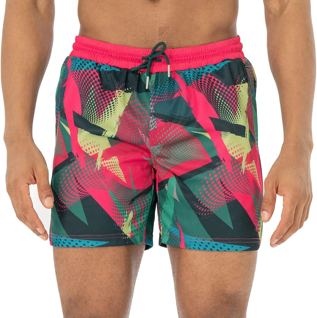 AIMPACT Mens Graphic Print Shorts 5 Inch Workout Gym Running Basketball Summer Beach Board Shorts for Men