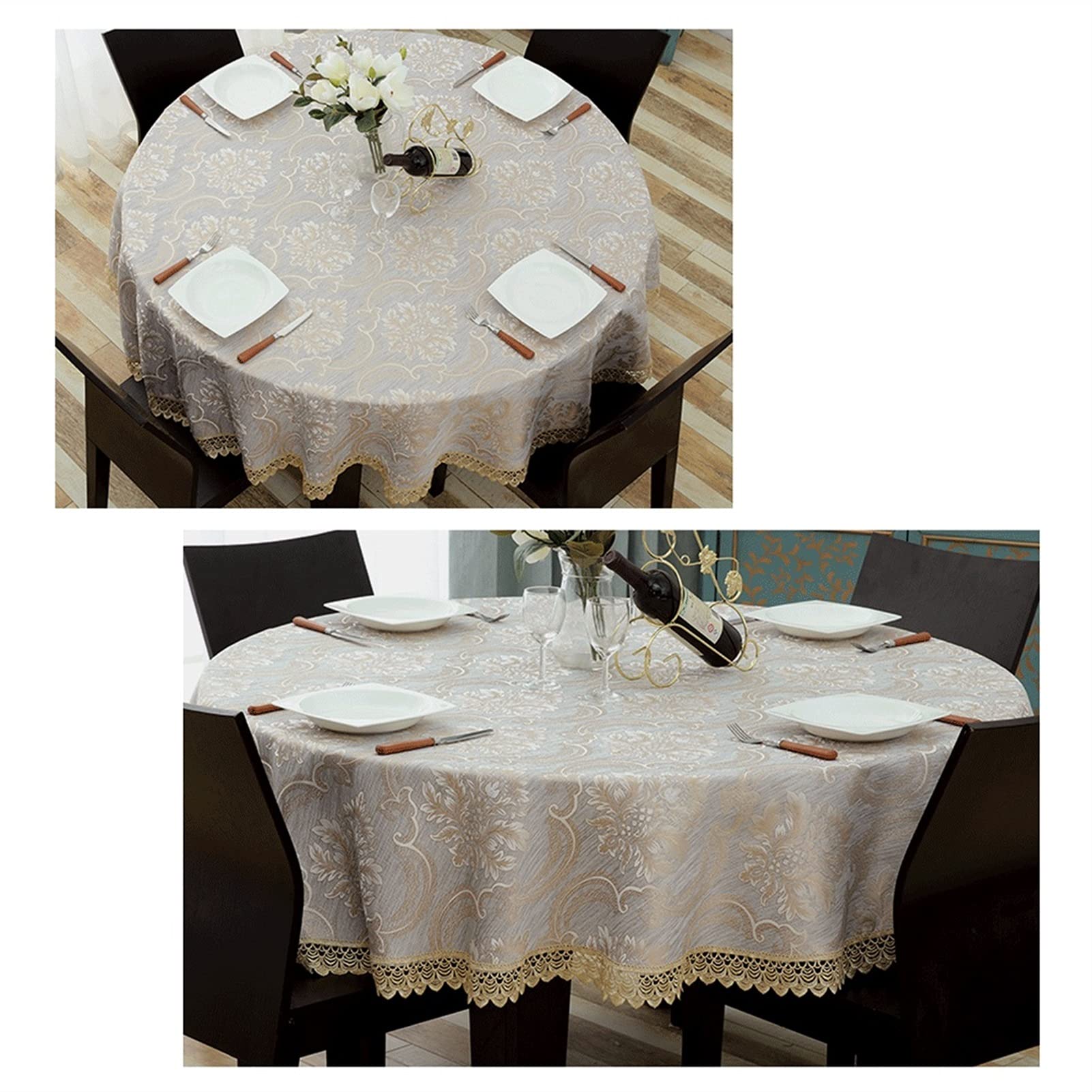 Obrusy Obrus ​​kuchenny Nowoczesny Okrągły Obrus ​​Idealny Na 4-6 Nakryć Wesela, Baby Shower Imprezy w Restauracji Zastawa Stołowa, 3 Kolory Dekoracja Świąteczna I Noworoczna