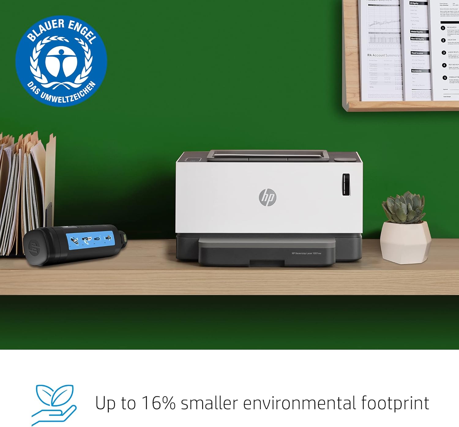 HP Neverstop Laser Printer 1001nw, Wireless Laser with Cartridge-Free Monochrome Toner Tank (5HG80A): Electronics