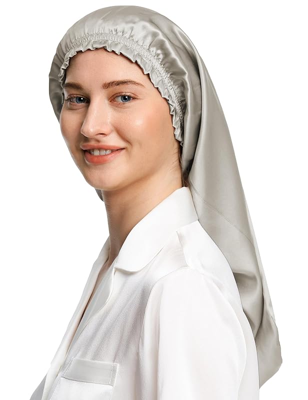 Touca de dormir LilySilk de seda de amoreira 19MM, Silvergray