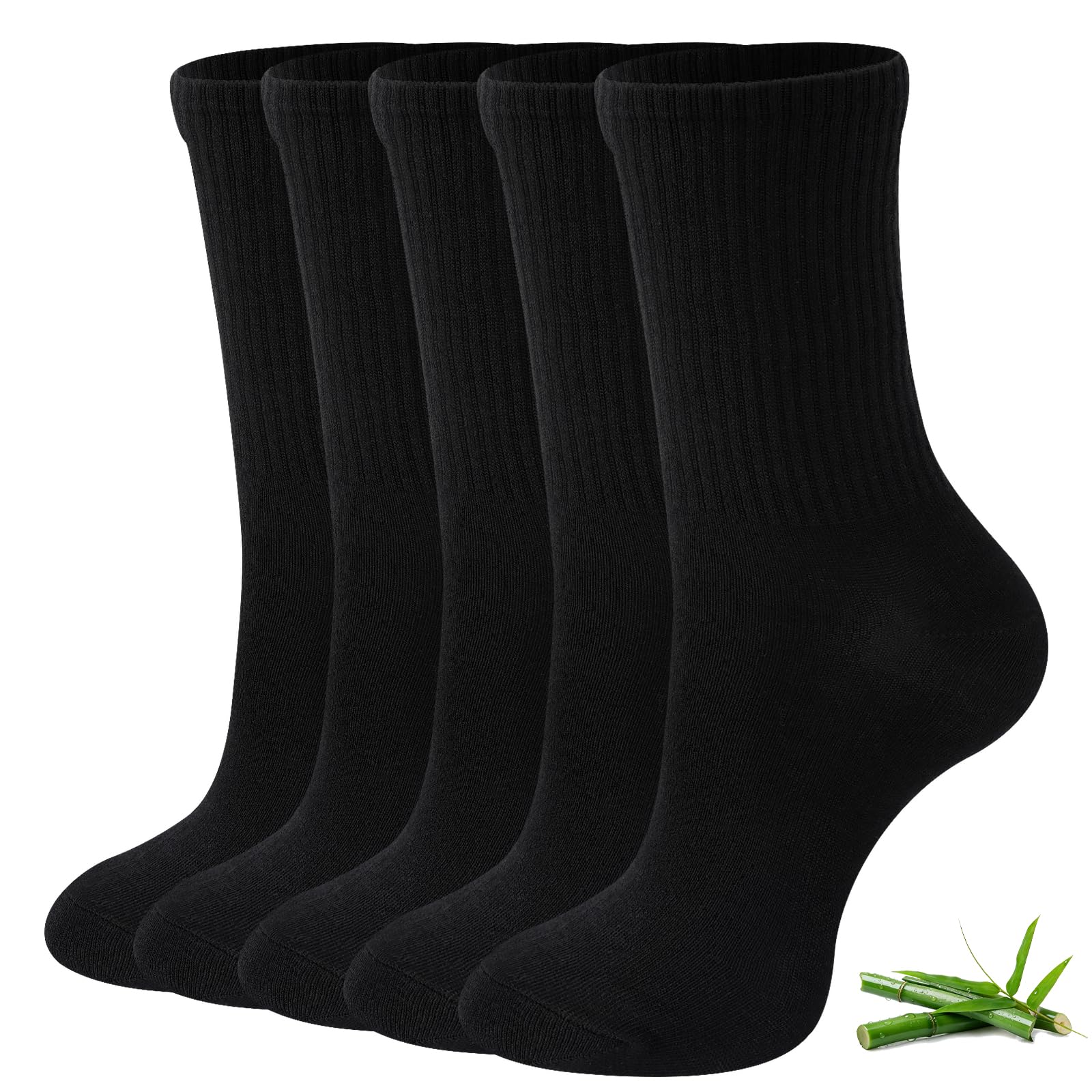 BambooHop Tennissocken Damen, atmungsaktive Bambus Sportsocken, 5/10 Paar | 45 % Bambusviskose, 45 % Baumwolle, Frotteesohle, geruchshemmend; Laufsocken, Wandersocken, Geschenk für Damen, 35-38/39-42