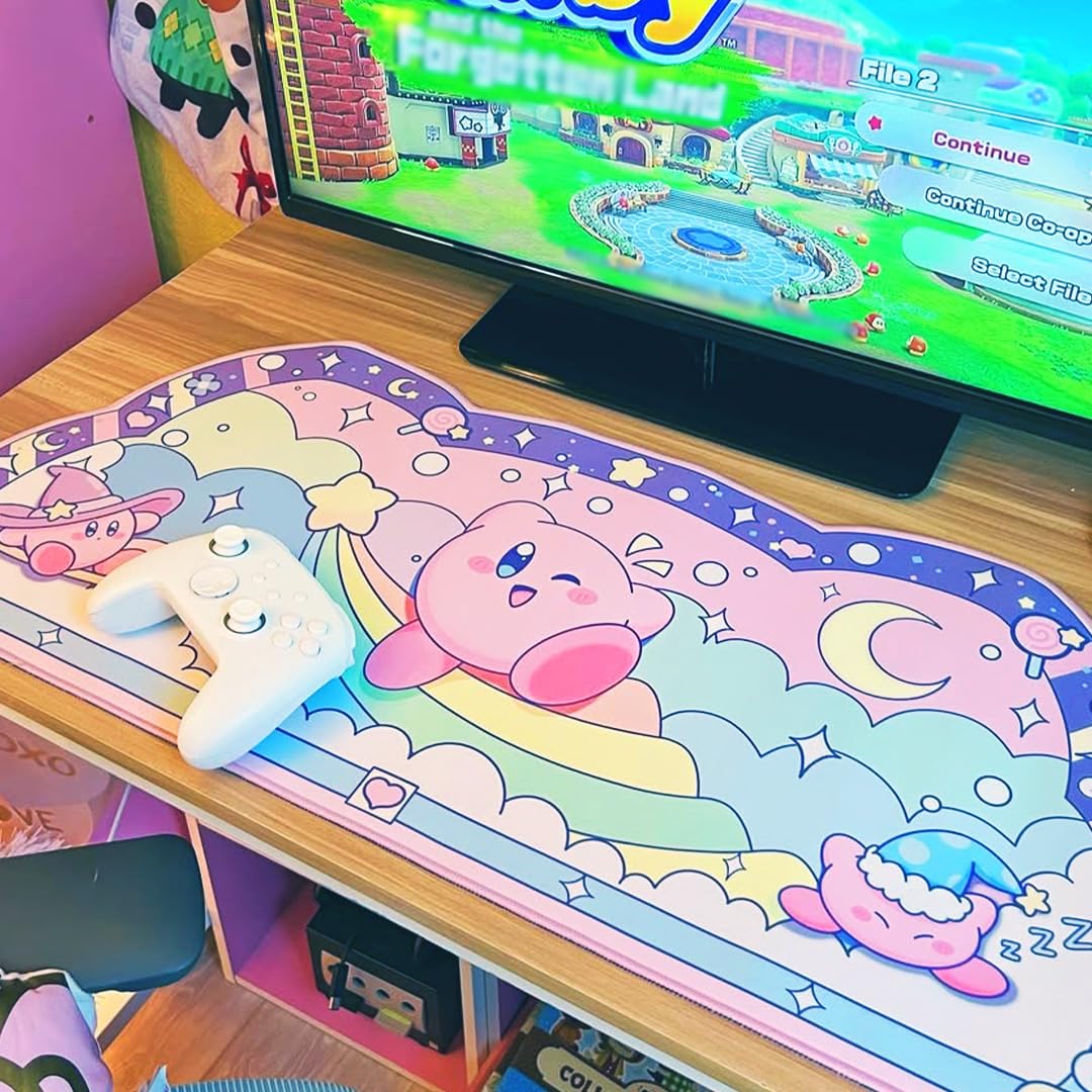 BelugaDesign Dreamy Bubble Schreibtischunterlage, groß, Pastellfarben, Regenbogenfarben, Anime, Stern, Rosa, Lila, Gaming-Mauspad, PC, Laptop, niedliches Kawaii, Baumwolle, Süßigkeiten, Zauberer,