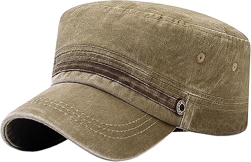 Vista 14 de Gorra militar unisex, estilo cadete, ajustable, de algodón lavado, con parte superior plana, gorra de béisbol Azul marino