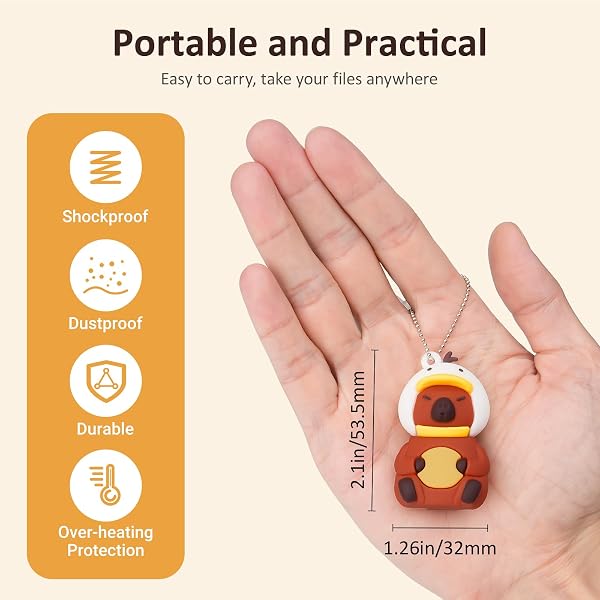 leizhan Clé USB 16Go USB Flash Drive Clé de Mémoire USB Clé de Mémoire au Design Mignon de Capybara Convient aux Enfants Etudiants Graduation Cadeau Souvenir - Capybara - 4