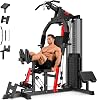 Equipo de gimnasio en casa con pila de peso de 148 LB, máquina de cuerpo completo para jalón lateral, press de pecho, extensión de piernas y entrenamiento de fuerza, equipo de fitness multifunción 1