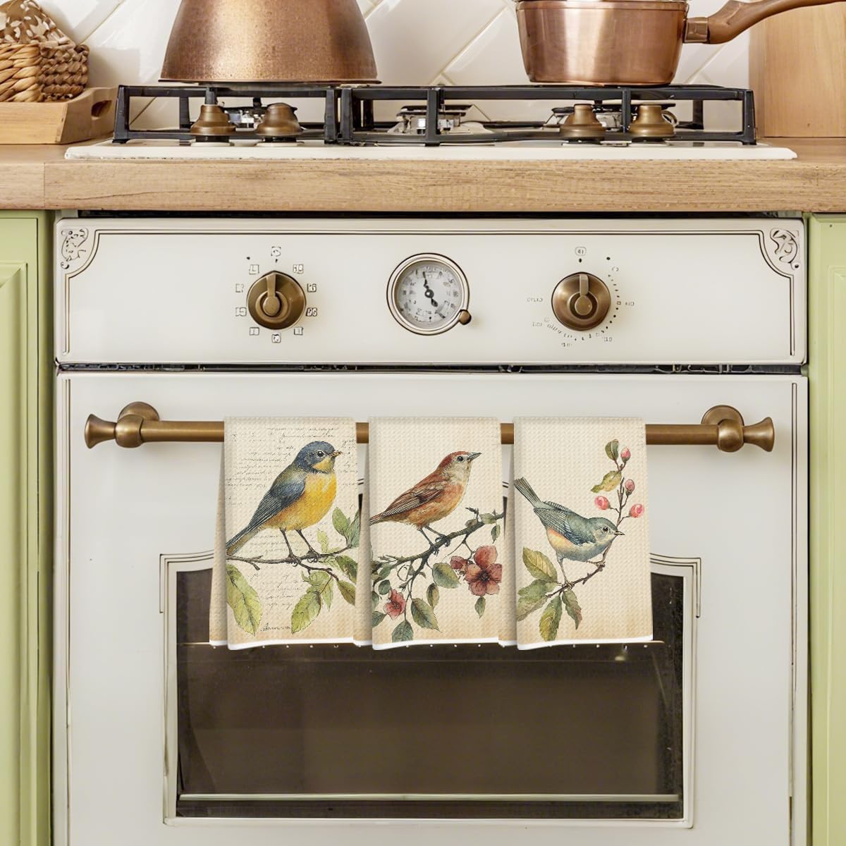 3 Pcs Vintage Birds Kitchen Towels, Vintage Artistic Decorative Absorbent Microfiber Dish Cloth Tea Towel, Durable Hand Towels for Farmhouse Home Bathroom, Bird Lover Gifts - Image 4