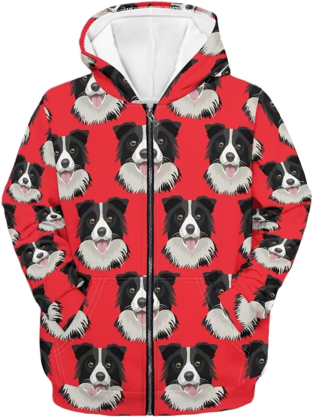 AmzPrint Girls Zip Up Hoodie Cute Cartoon Print Solid Color Zipzip Hoodie Sweatshirt Jacket Coat With Pocket