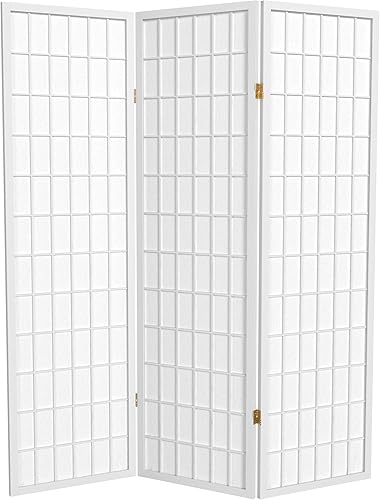 Oriental Furniture Pantalla Shoji para ventana de 5 pies de alto color blanco 3 paneles