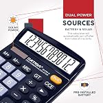 CATIGA 12 Digit Desk Calculator, Desktop Calculators with Large LCD Display & Big Buttons, Dual Power Solar & Battery, Standard Basic 4 Function Calculator for School, Office, Home