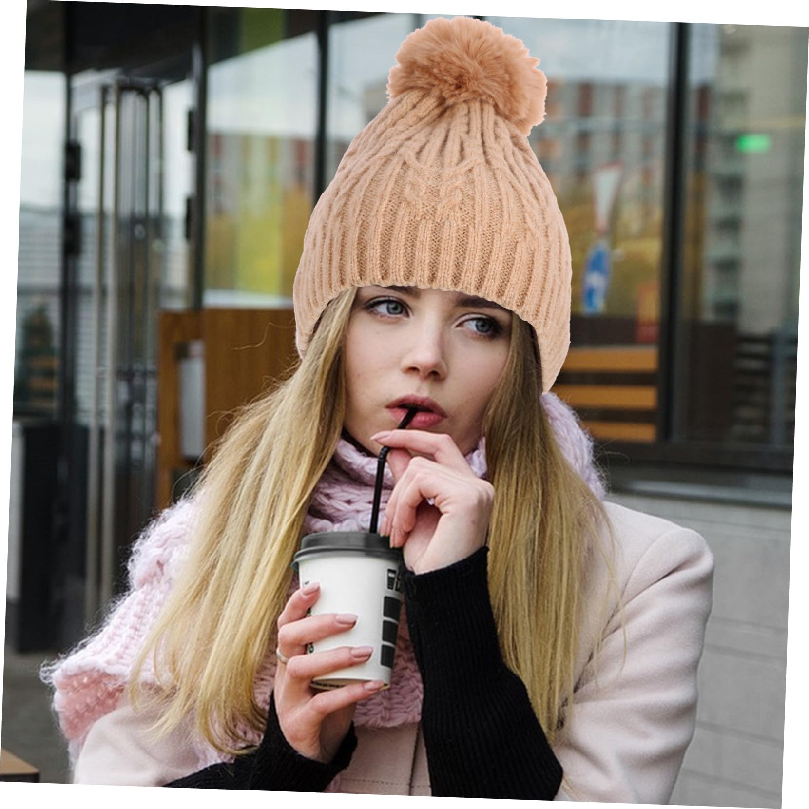 GALPADA Warm Knitted Beanie Hat for Women Cap Retro Style Soft Material Adjustable Size