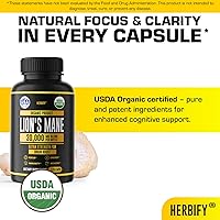 Vista 5 de HERBIFY Lions Mane Supplement - Daily Mushroom Supplement for Memory, Focus & Clarity - Brain Booster - Lions Mane Capsules for Natural Immune