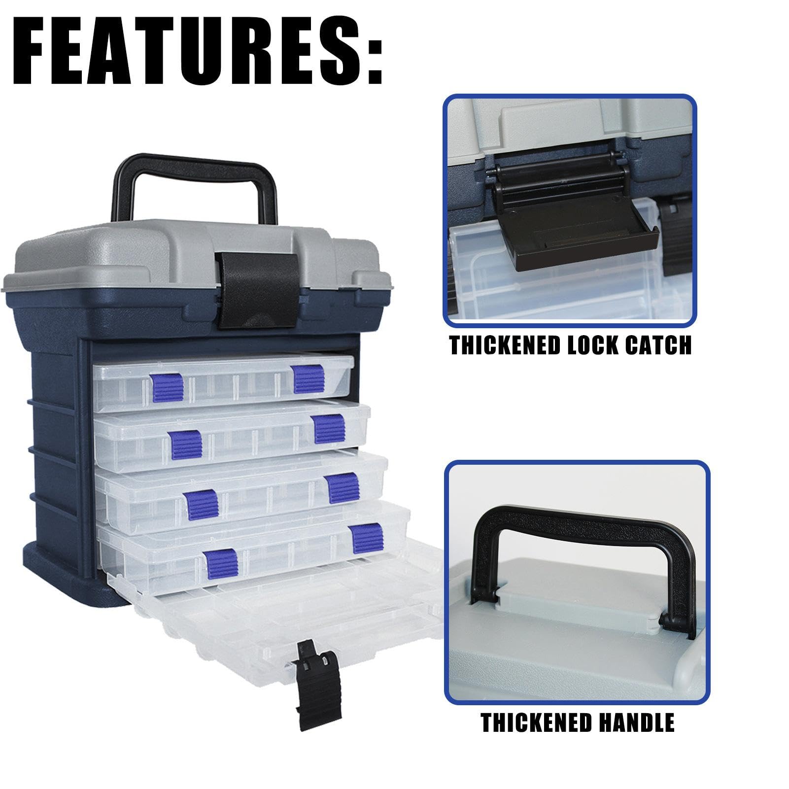 Estuche de de 4 capas con asa, caja de aparejos de, gran capacidad, 4 capas, caja de aparejos de, bandejas de almacenamiento de aparejos, caja de aparejos de portátil | 4 capas, de aparejos de, bandejas de almacenamiento de aparejos, de aparejos de portát