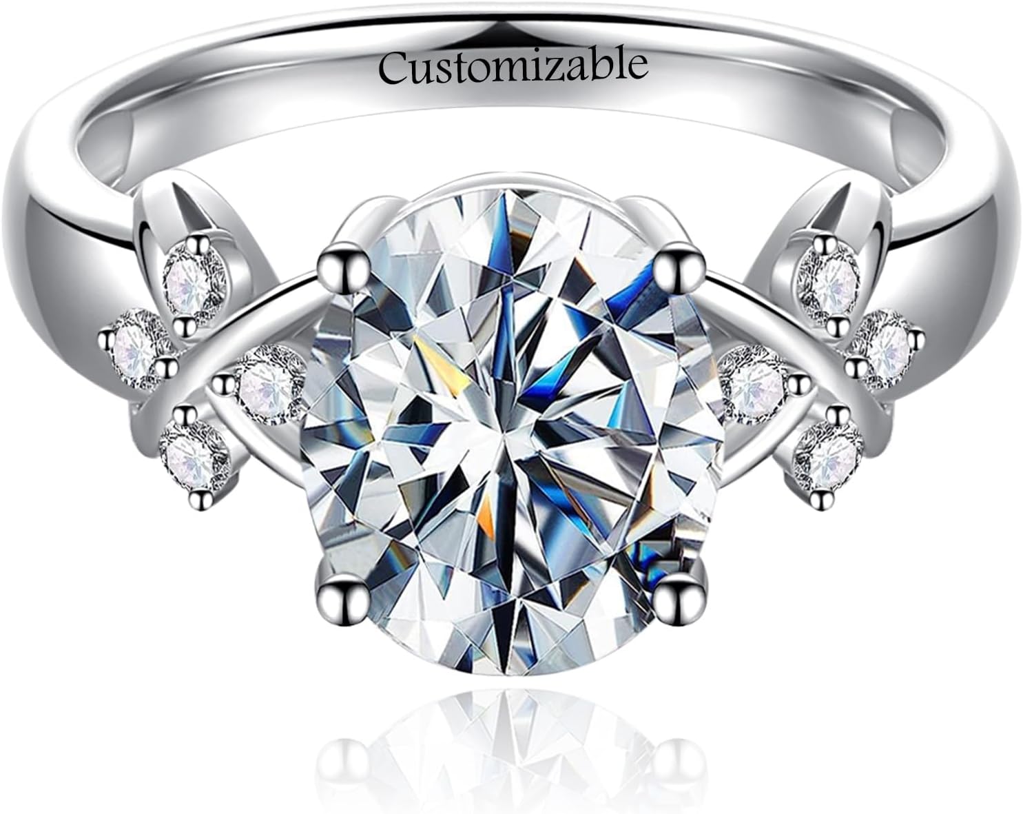 2.75ct 925 Sterling Silver Oval Engagement Ring for Women Unique Birthstone Rings Setting Criss Cross Cubic Zirconia Promise Wedding Band 3mm Band Width Size 5-9