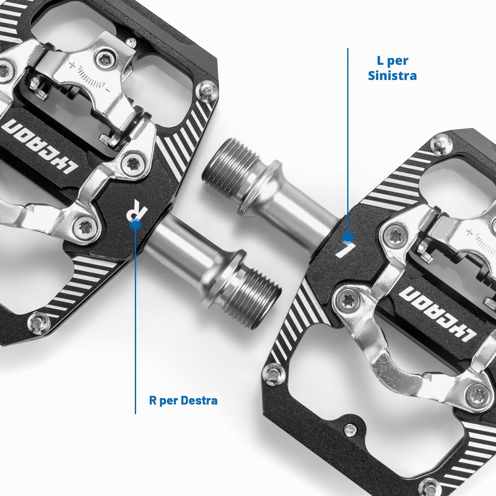 LYCAON Pedale per bicicletta da ciclismo - Pedale a piattaforma per mountain bike a doppia funzione, piatto e senza clip, in alluminio lavorato a CNC, 3 cuscinetti sigillati, compatibile con SPD