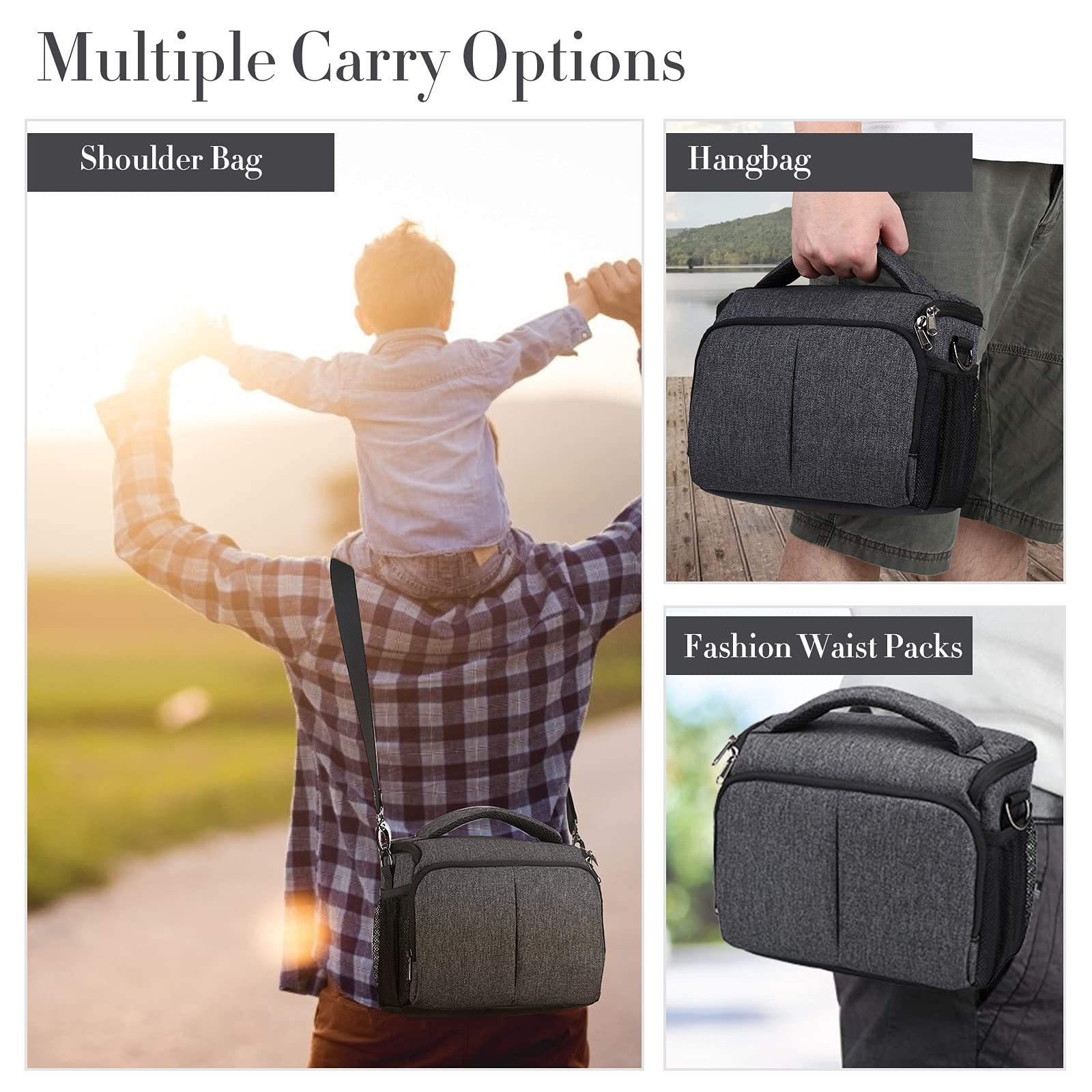 Nikon A 1000 Zaino Fotocamera Impermeabile Per Reflex Canon, Nikon, Sony - Custodia A Tra Colla DSLR Zaino Fotocamera Tracolla Impermeabile - Foto 8