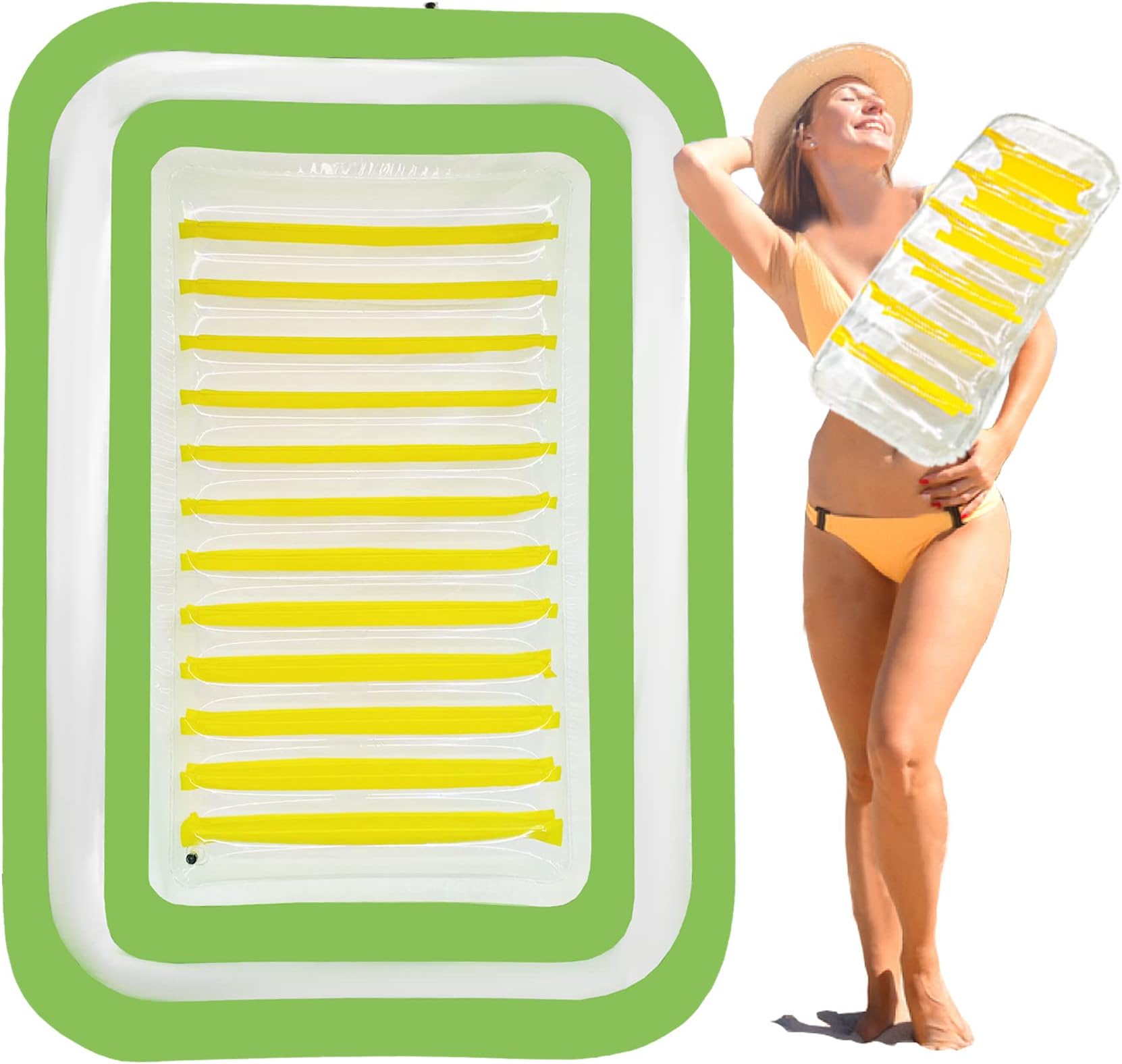 Suntan Tub Float,Giant Inflatable Pool Float,Tanning Pool Lounge Float with Pillow for Adults,Outdoor Pool Float Bed Sunbathing Pool Raft for Beach,Lake,River,Backyard,Garden,Pool Water Party