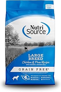 NutriSource Grain Free Dry Dog Food for Large Breeds, Chicken and Peas, 26LB